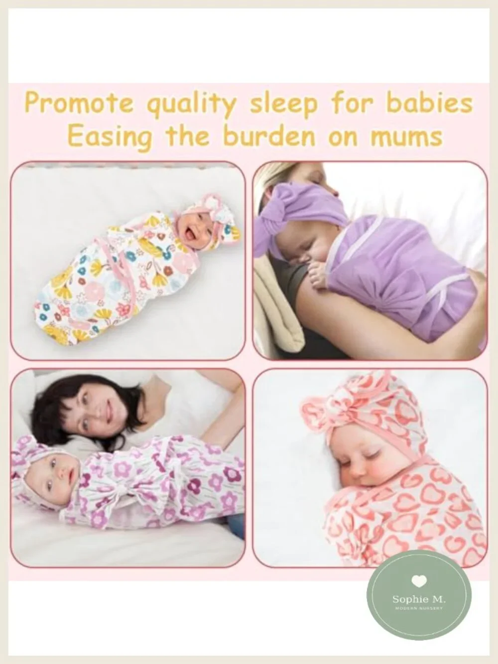 6 Pack Cotton Baby Swaddle Blankets with Hats Newborn Gift Set